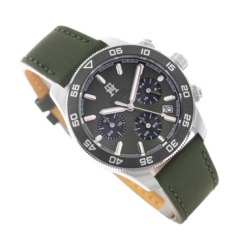 Tommy Hilfiger TH85 Lame Green Dial Leather Men's Watch Watch- 1792188